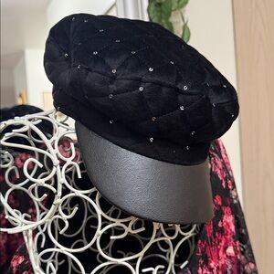 S & L Style & Luxe Stylish Black Quilted Cap w/ adjustable string inside